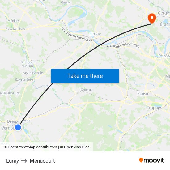 Luray to Menucourt map