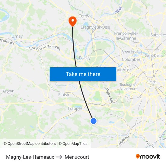 Magny-Les-Hameaux to Menucourt map