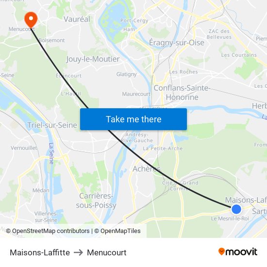 Maisons-Laffitte to Menucourt map