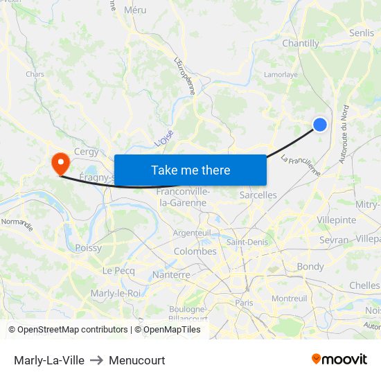 Marly-La-Ville to Menucourt map