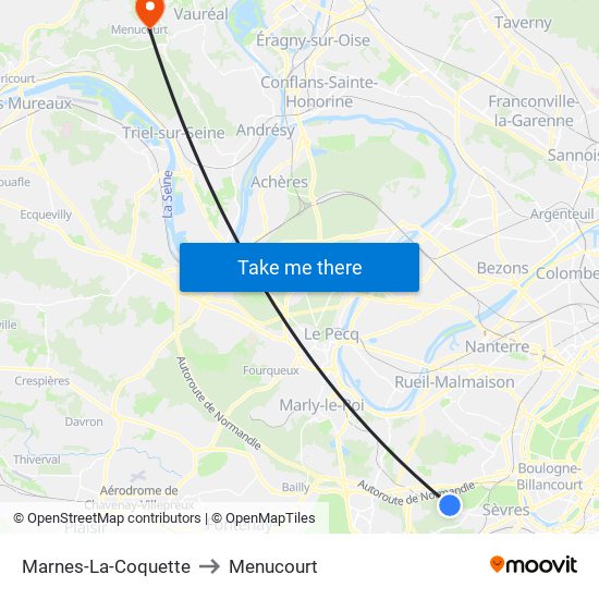 Marnes-La-Coquette to Menucourt map