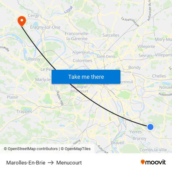 Marolles-En-Brie to Menucourt map