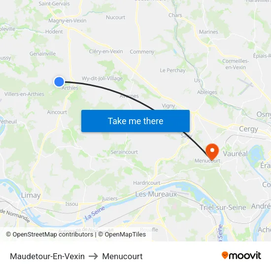 Maudetour-En-Vexin to Menucourt map