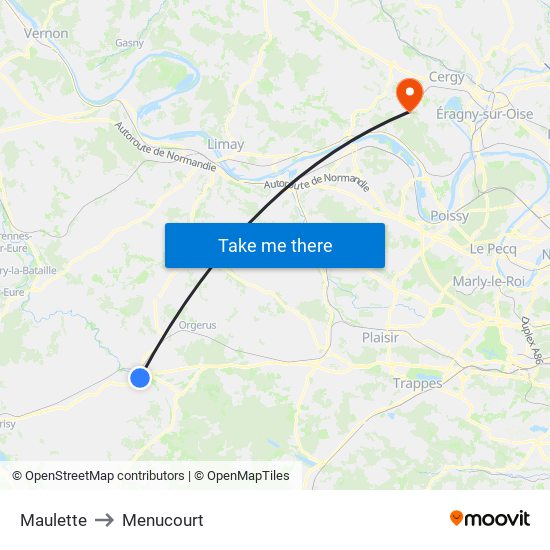 Maulette to Menucourt map