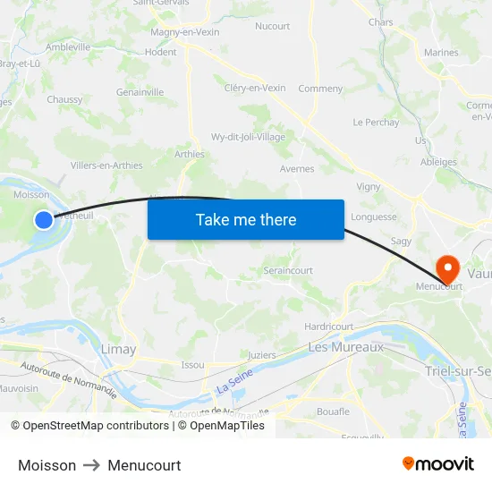 Moisson to Menucourt map