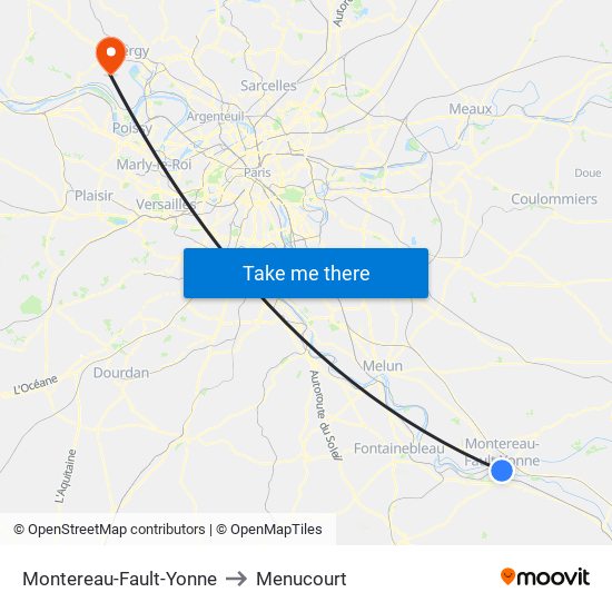 Montereau-Fault-Yonne to Menucourt map