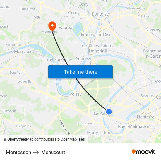Montesson to Menucourt map