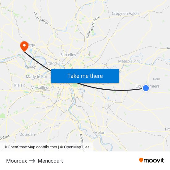 Mouroux to Menucourt map