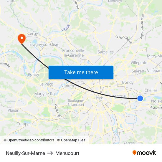 Neuilly-Sur-Marne to Menucourt map
