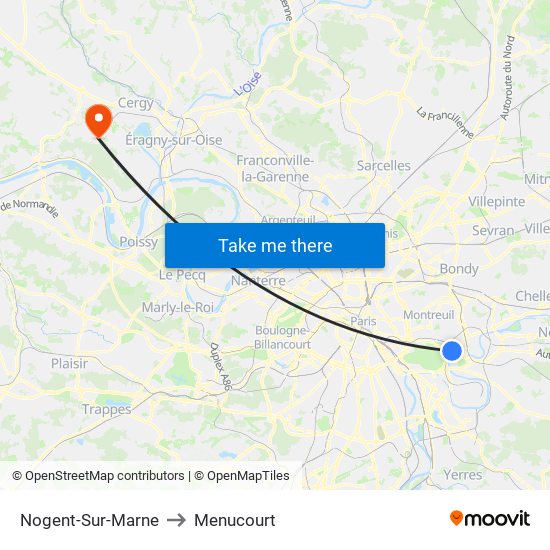 Nogent-Sur-Marne to Menucourt map