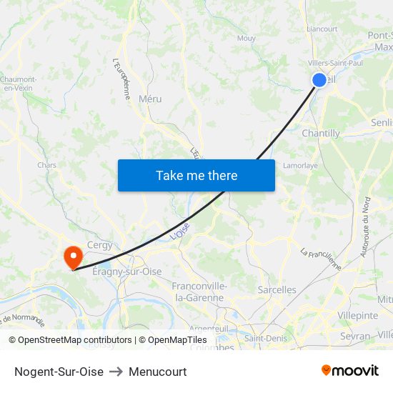 Nogent-Sur-Oise to Menucourt map