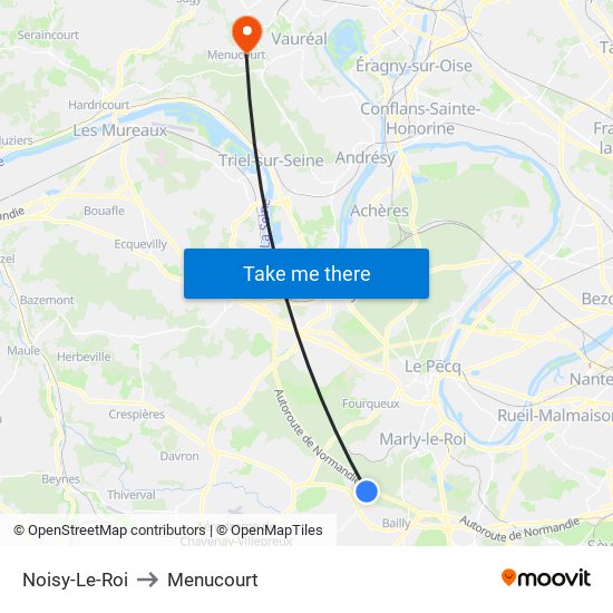 Noisy-Le-Roi to Menucourt map
