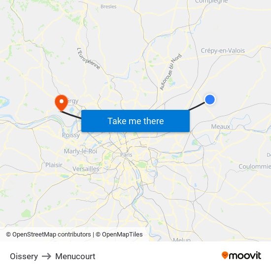 Oissery to Menucourt map