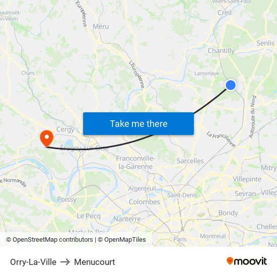 Orry-La-Ville to Menucourt map