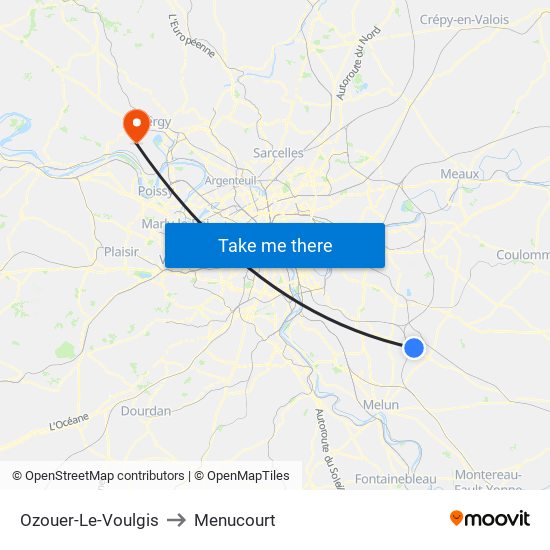 Ozouer-Le-Voulgis to Menucourt map