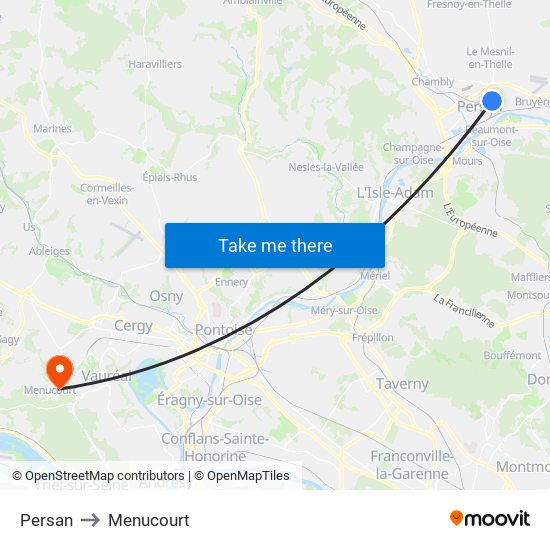 Persan to Menucourt map