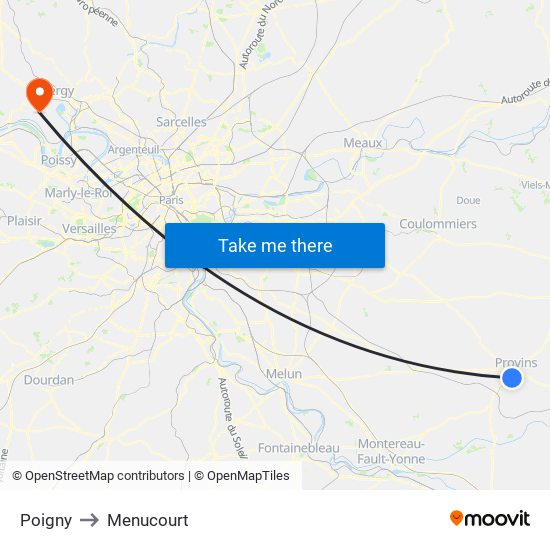 Poigny to Menucourt map