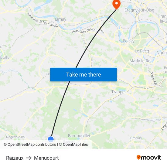 Raizeux to Menucourt map