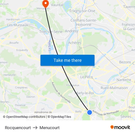 Rocquencourt to Menucourt map
