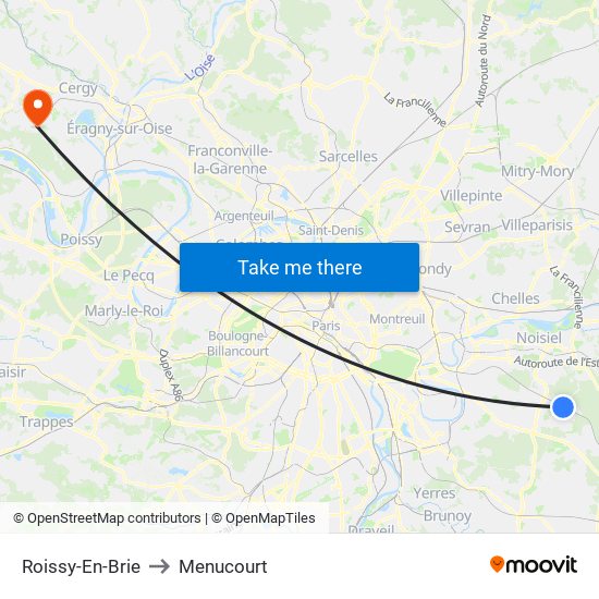 Roissy-En-Brie to Menucourt map
