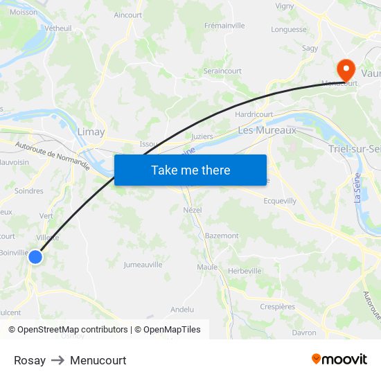 Rosay to Menucourt map