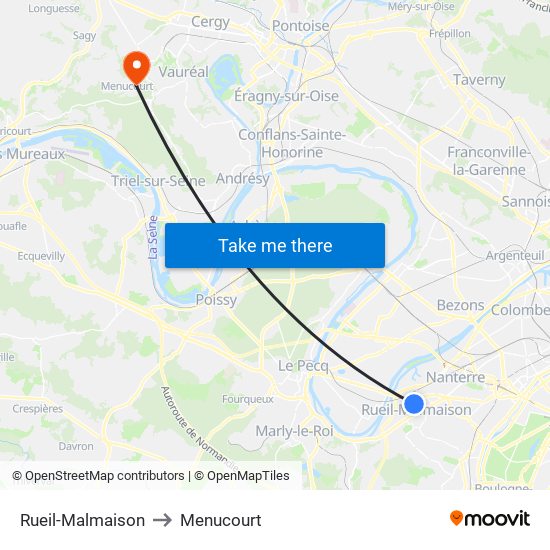 Rueil-Malmaison to Menucourt map