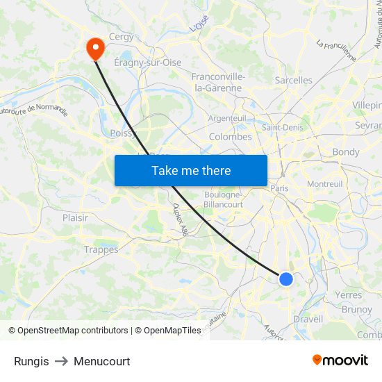 Rungis to Menucourt map