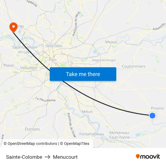 Sainte-Colombe to Menucourt map