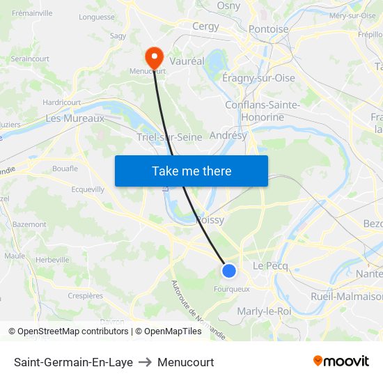 Saint-Germain-En-Laye to Menucourt map