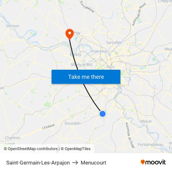 Saint-Germain-Les-Arpajon to Menucourt map