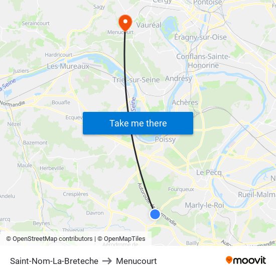 Saint-Nom-La-Breteche to Menucourt map
