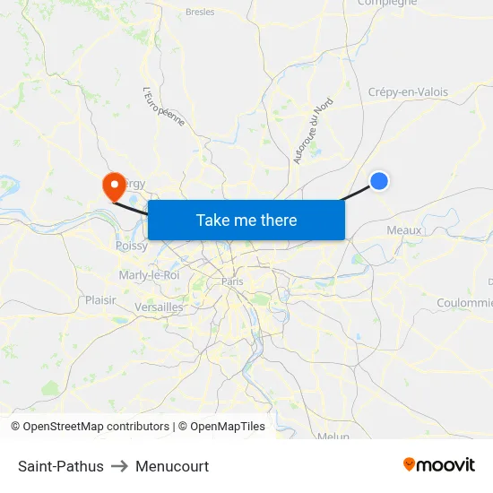 Saint-Pathus to Menucourt map