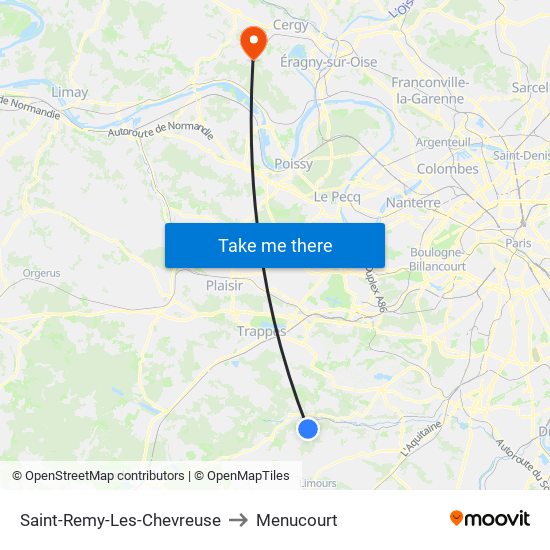 Saint-Remy-Les-Chevreuse to Menucourt map
