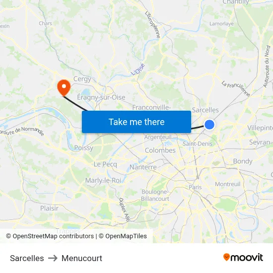Sarcelles to Menucourt map