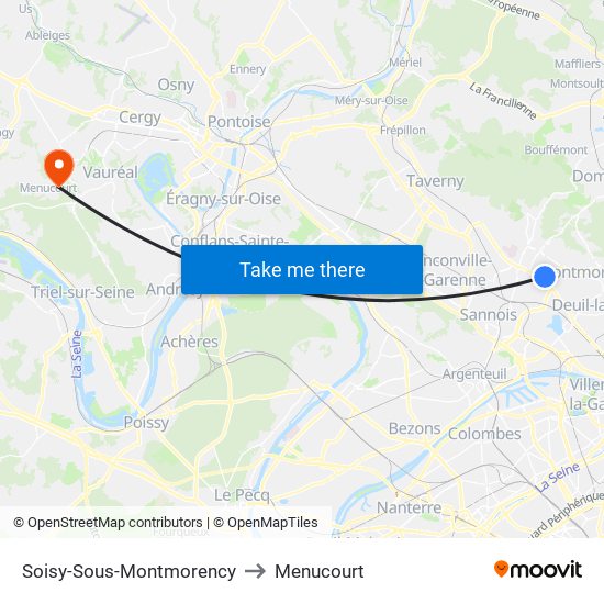 Soisy-Sous-Montmorency to Menucourt map
