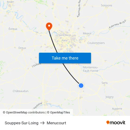 Souppes-Sur-Loing to Menucourt map