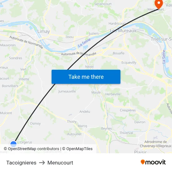 Tacoignieres to Menucourt map