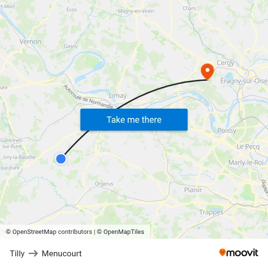 Tilly to Menucourt map