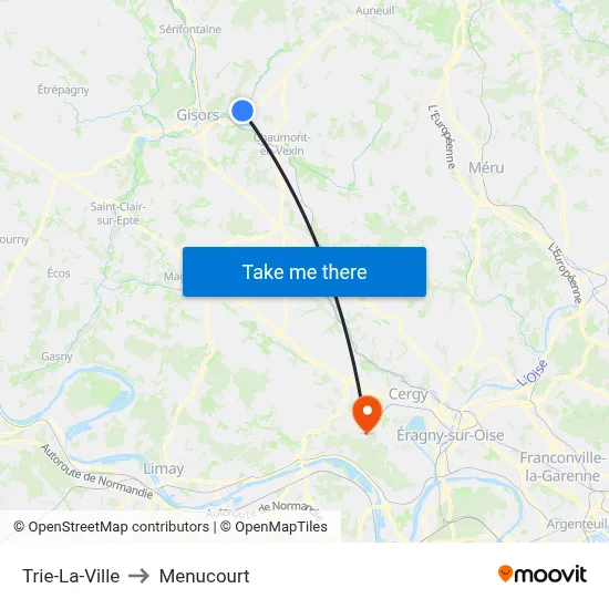 Trie-La-Ville to Menucourt map