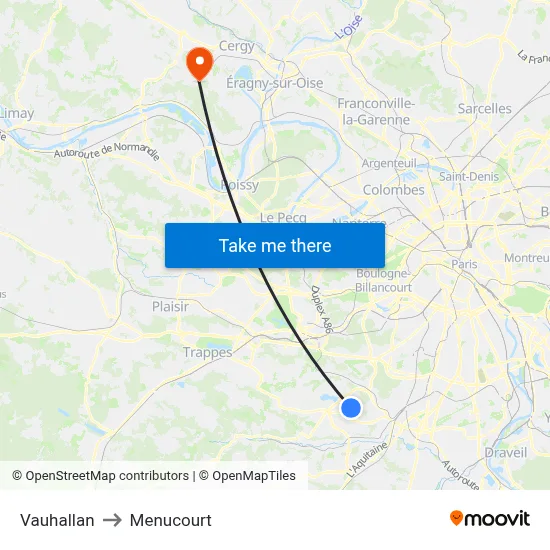 Vauhallan to Menucourt map