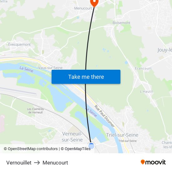 Vernouillet to Menucourt map