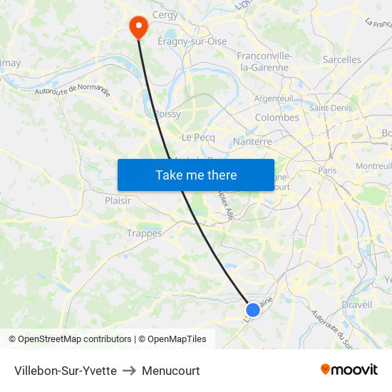 Villebon-Sur-Yvette to Menucourt map