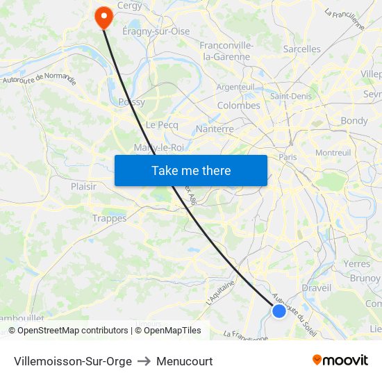 Villemoisson-Sur-Orge to Menucourt map