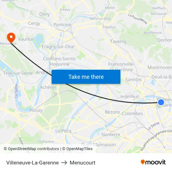 Villeneuve-La-Garenne to Menucourt map