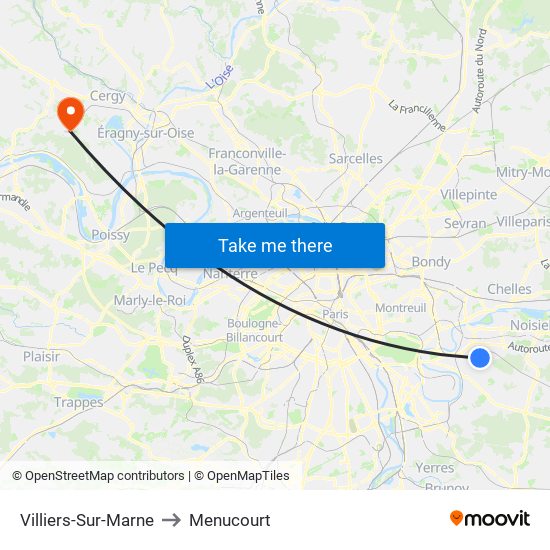 Villiers-Sur-Marne to Menucourt map