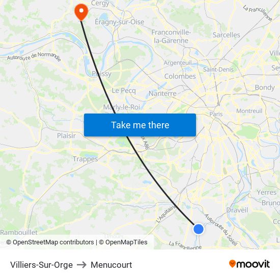 Villiers-Sur-Orge to Menucourt map