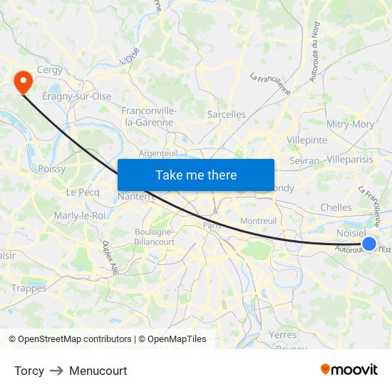 Torcy to Menucourt map