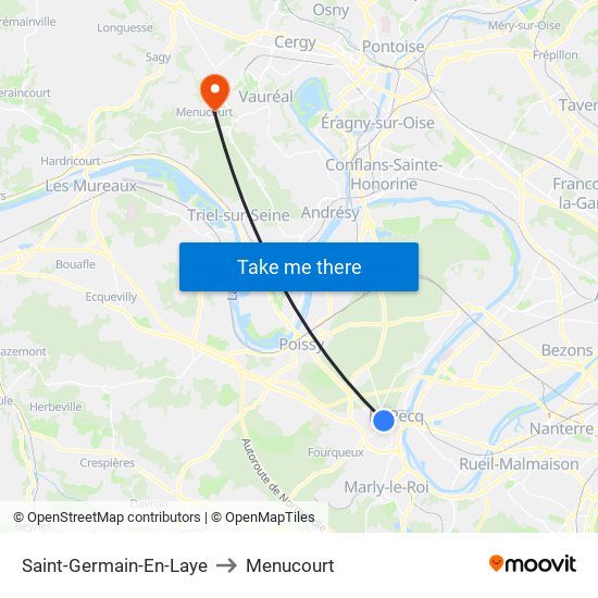 Saint-Germain-En-Laye to Menucourt map