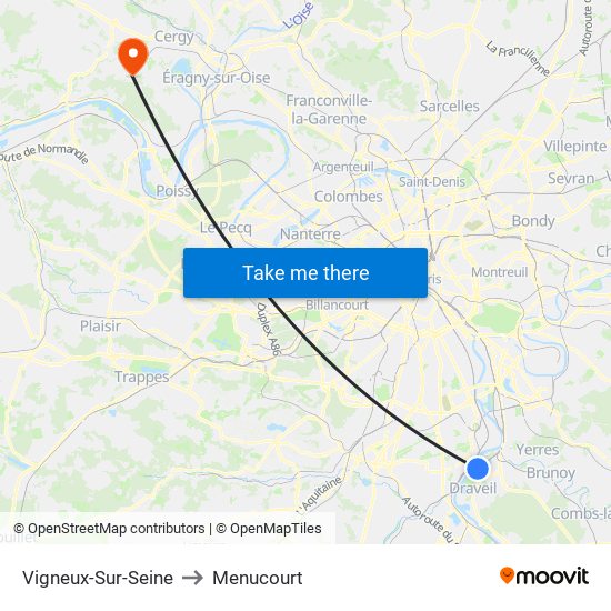 Vigneux-Sur-Seine to Menucourt map