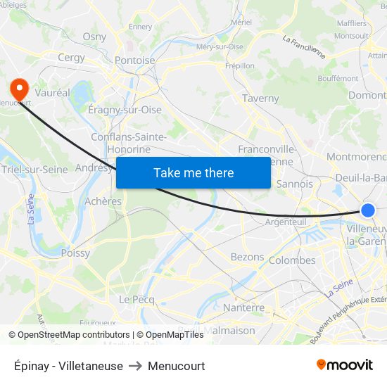 Épinay - Villetaneuse to Menucourt map